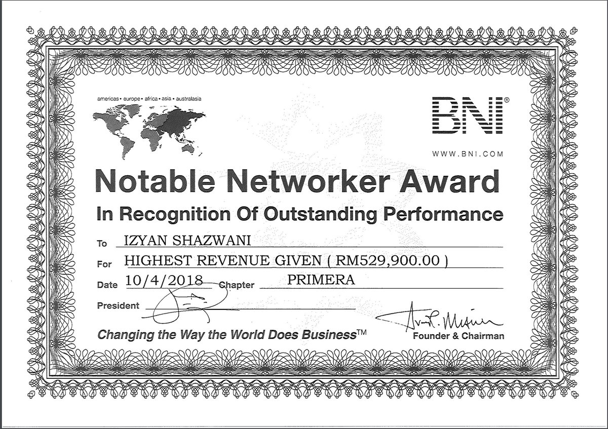 BNI Highest Revenue Award
